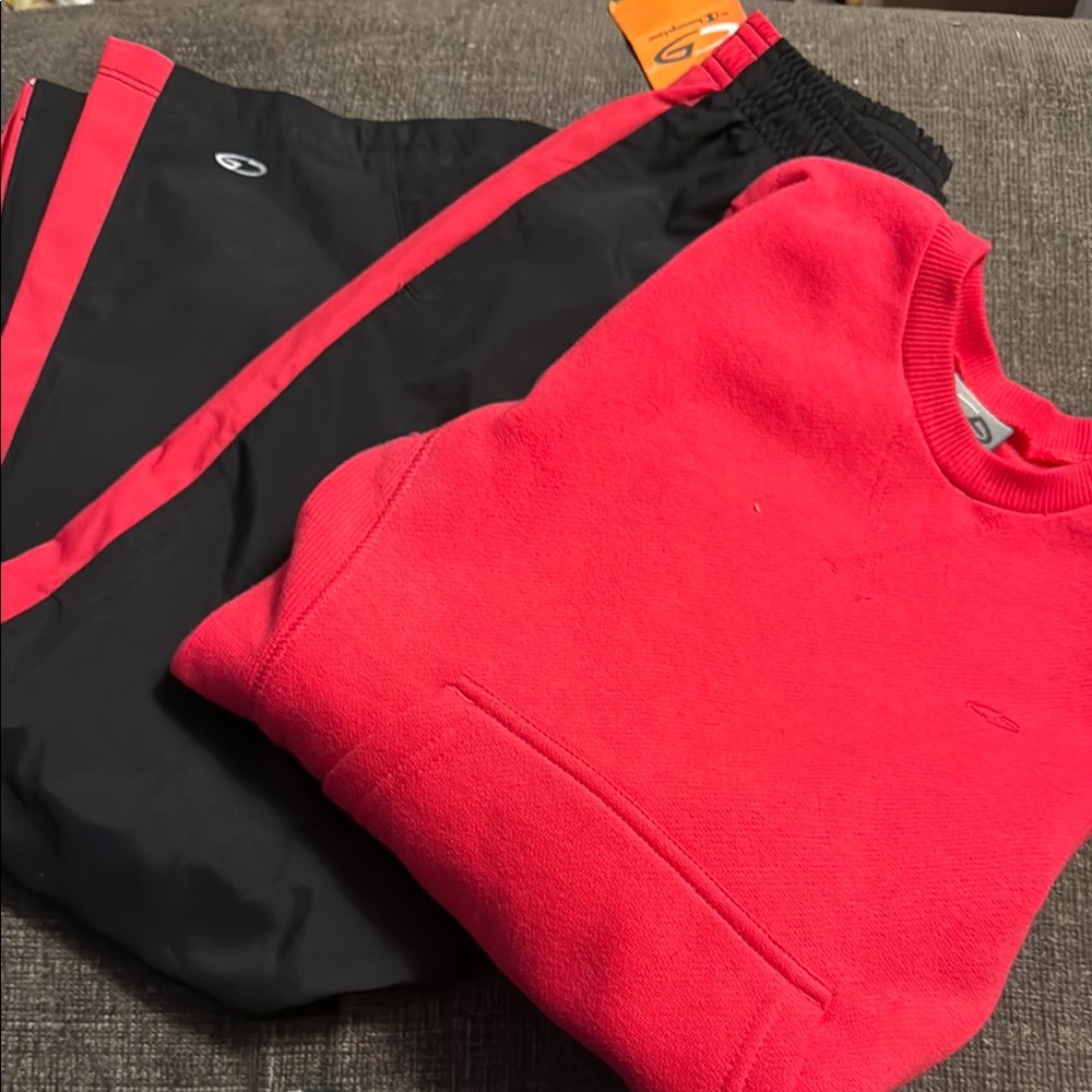 CHAMPION Pant/Sweatshirt- Youth M in Hula Coral. Pair of Windpants & Sweatshirt